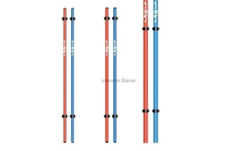Pevná tyč PVC na ohradenie- Podporná sieťová tyč z PVC ø 30 mm, výška 165 cm s 2 nastaviteľnými sieťovými háčikmi - guľovitý krúžok (A)