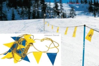 Vymedzovacie lano ø 10 mm - s PVC vlajkami každých 1,5 metra - skupiny po 30 m