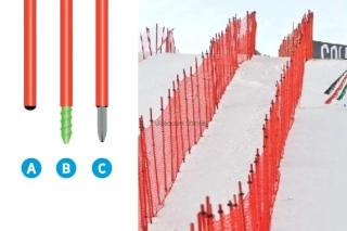 Tyč pre ochrannú sieť „typu B“ – ODPORÚČANÁ FIS – Ø 35 mm x výška 250 cm z polykarbonátu, kompletná s 2 nastaviteľnými hákmi na sieť